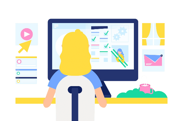 Woman building eLearning Course